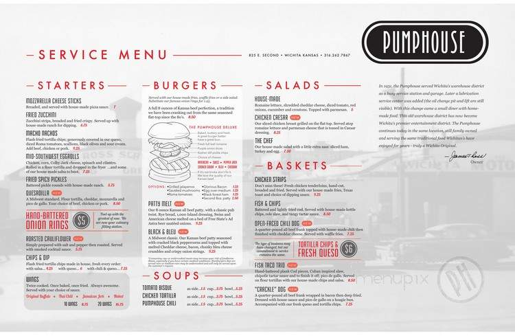 Pumphouse - Wichita, KS menu_pic