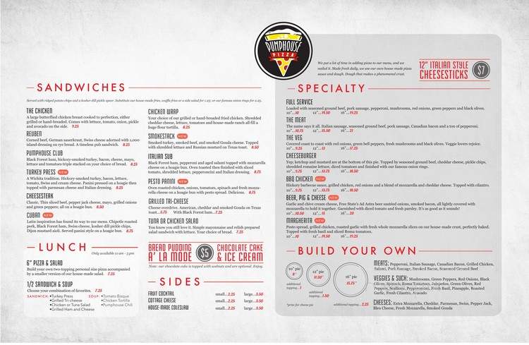 Pumphouse - Wichita, KS menu_pic