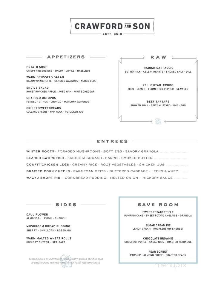 Crawford & Son - Raleigh, NC menu_pic