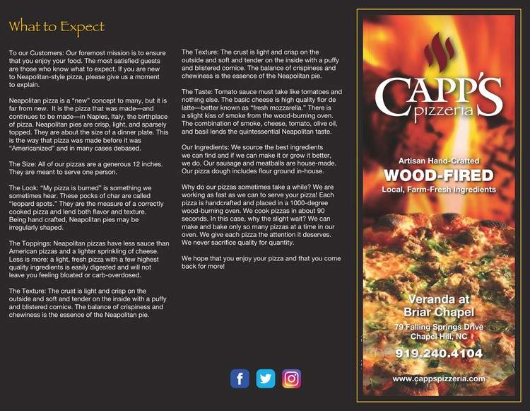 Capp's Pizzeria - Chapel Hill, NC menu_pic