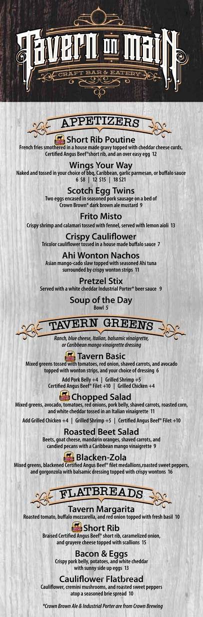 Tavern On Main - Crown Point, IN menu_pic