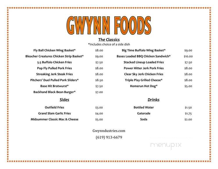 Gwynns Gourmet Food Truck - San Diego, CA menu_pic