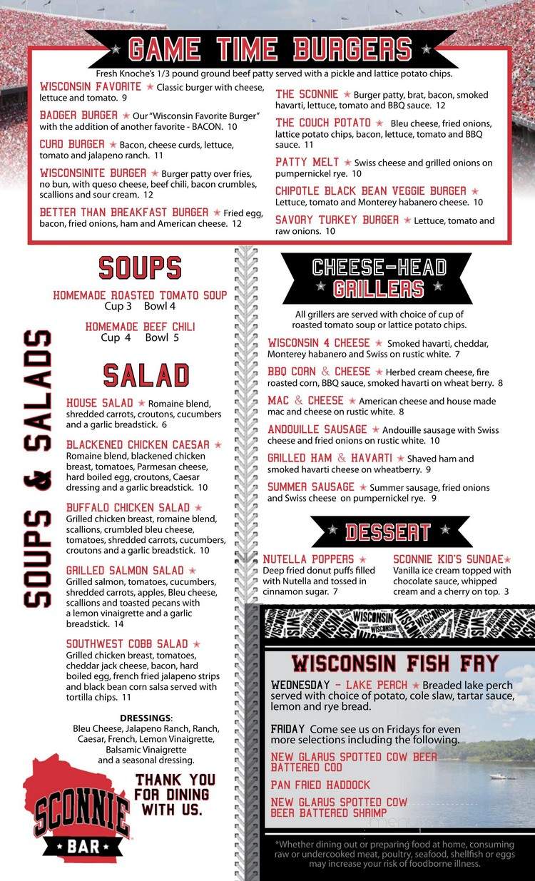 SCONNIEBAR - Madison, WI menu_pic