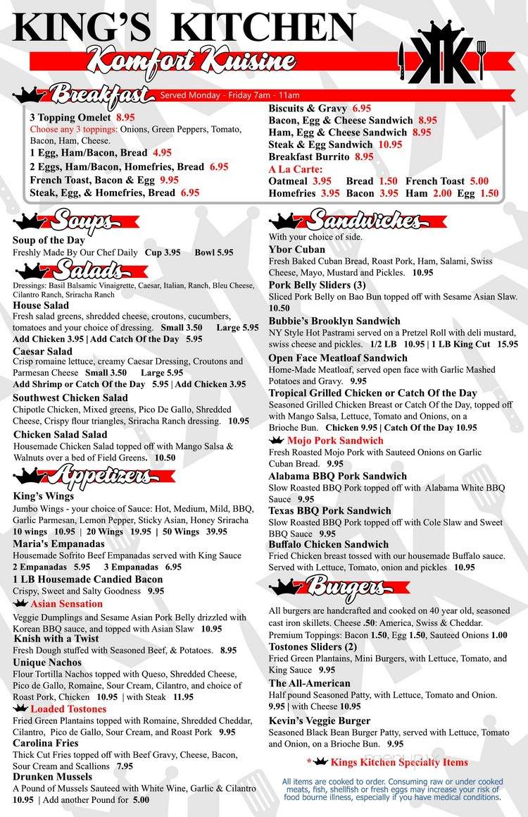 The Royal Kitchen of Fort Myers Menu of Kings Kitchen in Fort Myers, FL 33901