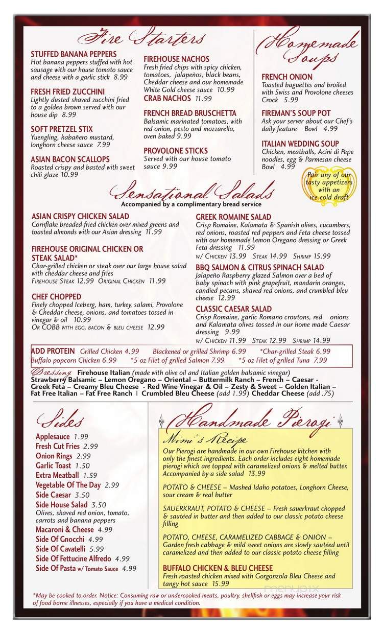 Pechin's Firehouse Restaurant - Connellsville, PA menu_pic
