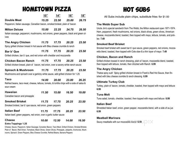 Rockie's Pizza & Subs - Milton, WI menu_pic