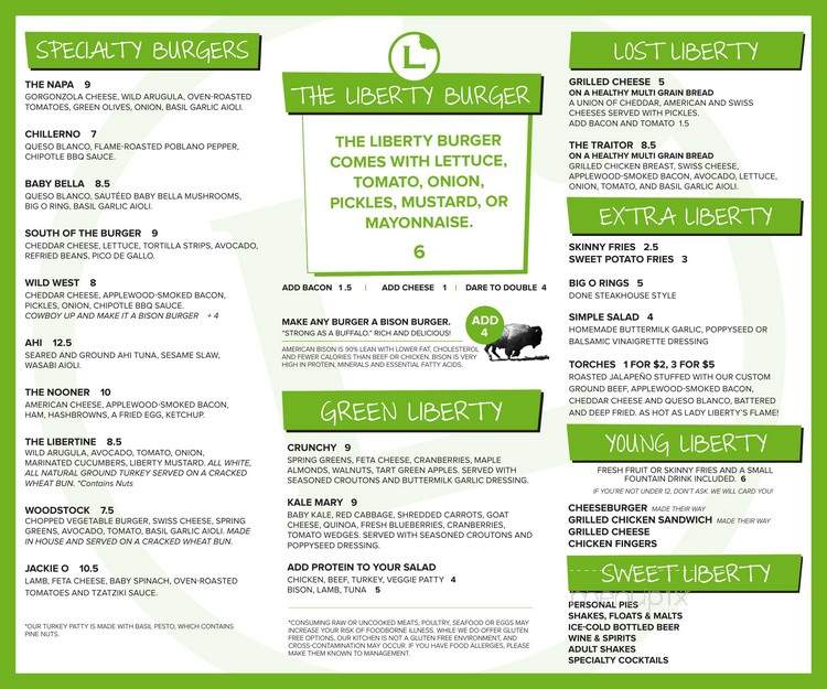 Liberty Burger - Frisco, TX menu_pic