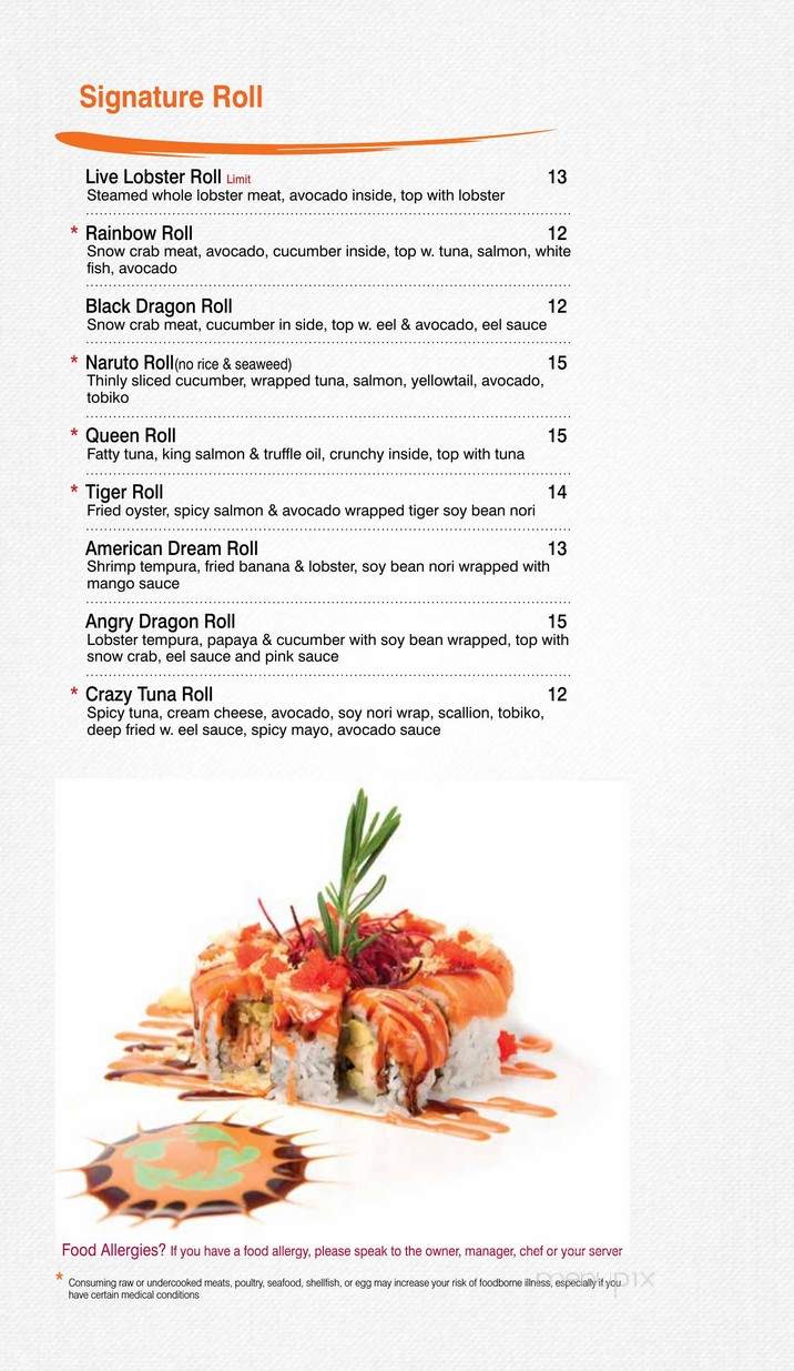 Sasa Hibachi Restaurant - Farmingdale, NY menu_pic