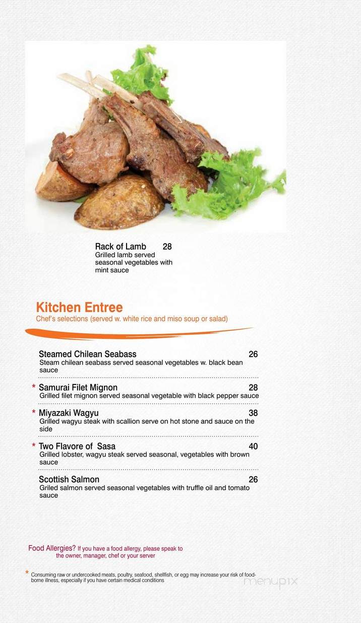Sasa Hibachi Restaurant - Farmingdale, NY menu_pic