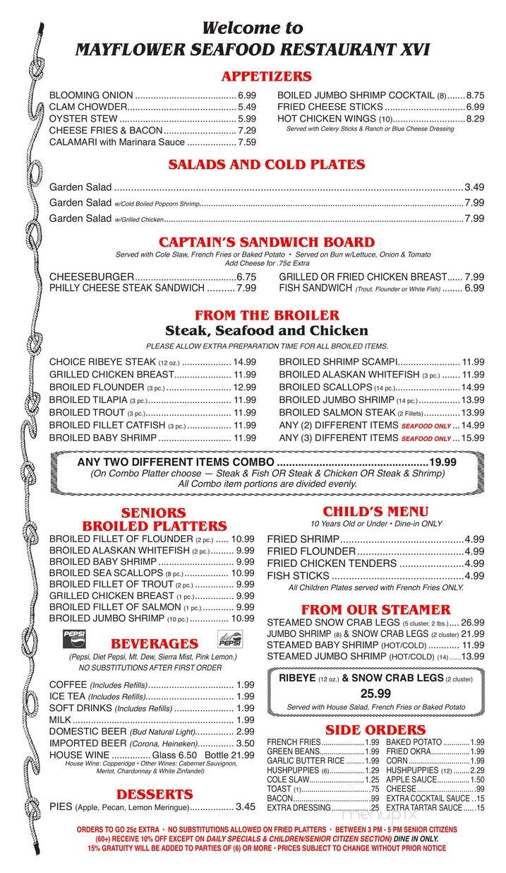 The Mayflower Seafood Restaurant - Roxboro, NC menu_pic