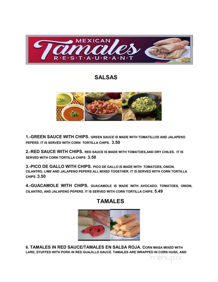 Mexican Tamales Restaurant - Onalaska, WI menu_pic
