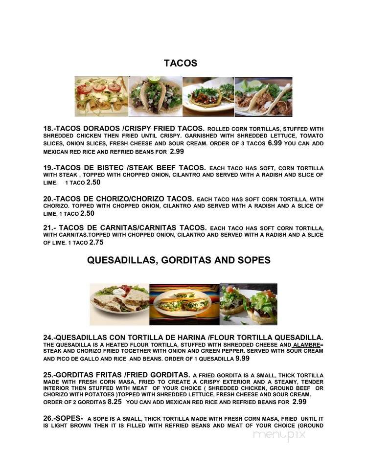 Mexican Tamales Restaurant - Onalaska, WI menu_pic