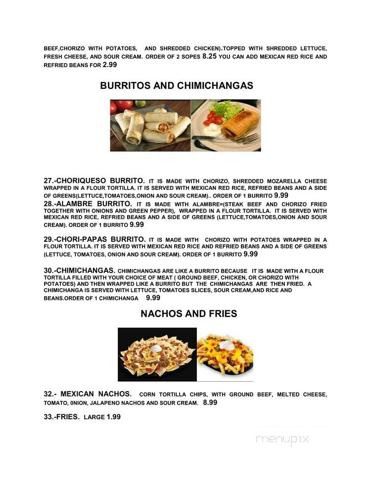 Mexican Tamales Restaurant - Onalaska, WI menu_pic
