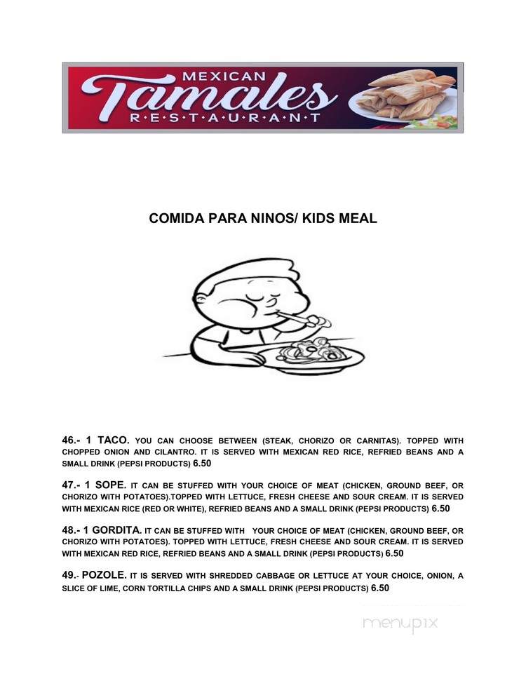 Mexican Tamales Restaurant - Onalaska, WI menu_pic