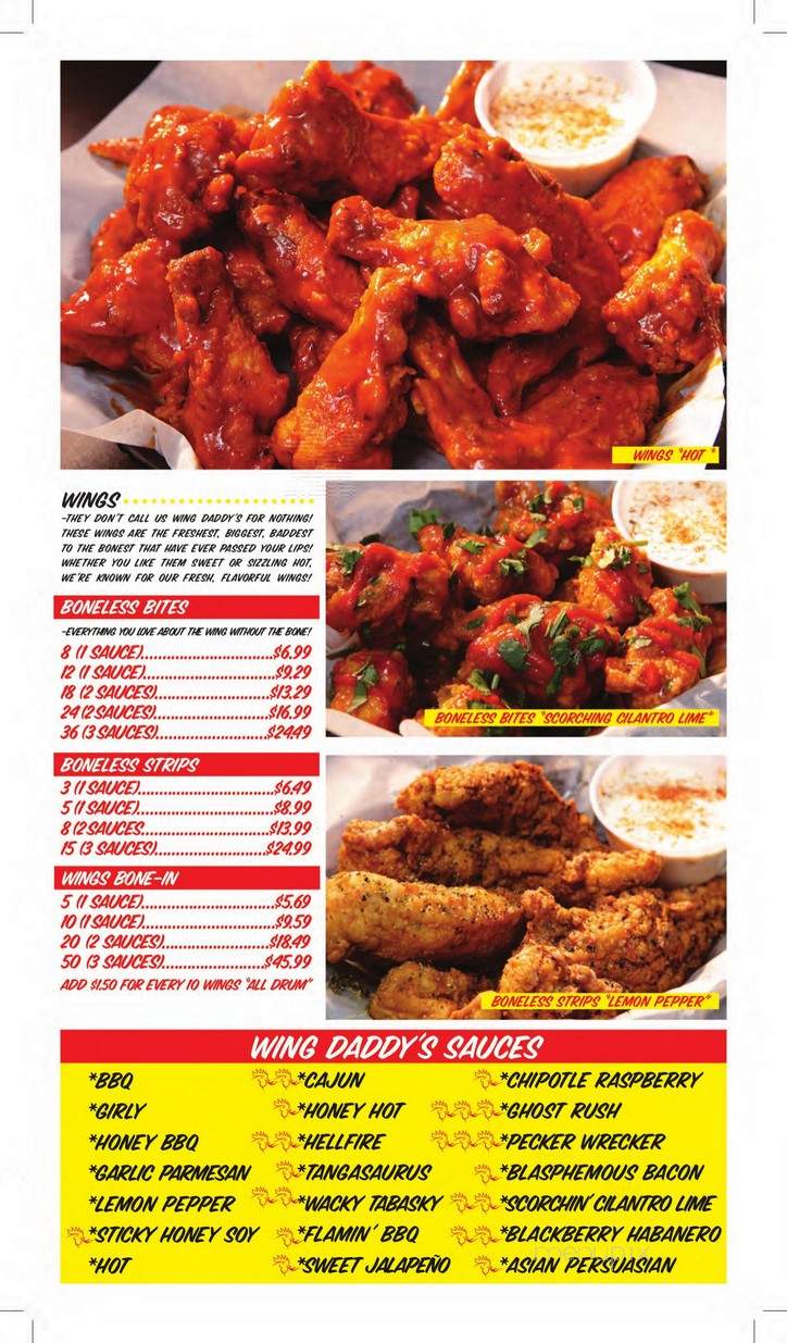 Wing Daddy's Sauce House - El Paso, TX menu_pic
