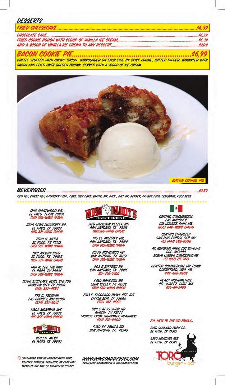 Wing Daddy's Sauce House - El Paso, TX menu_pic