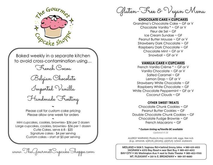 The Gourmet Cupcake Shoppe - Mount Pleasant, MI menu_pic