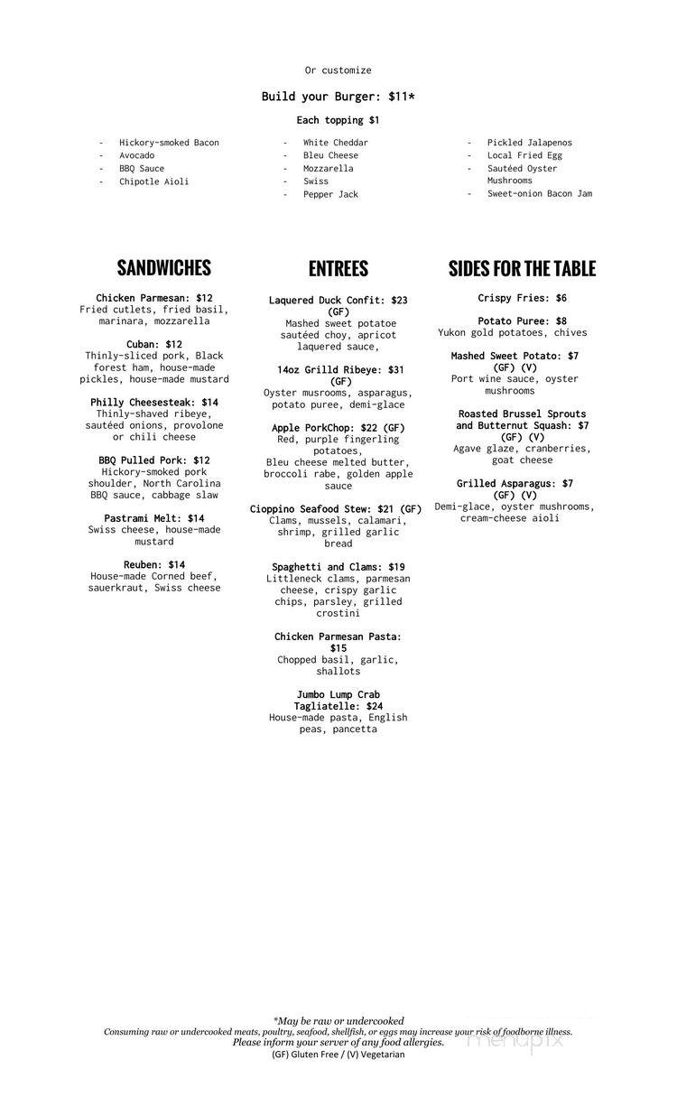 Kingston Grille & Bar - Boston, MA menu_pic
