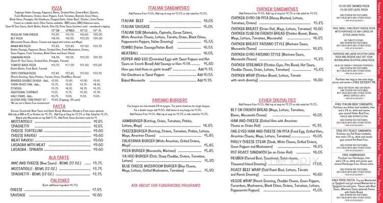 Paisano's Pizza & Grill - Sugar Grove, IL menu_pic