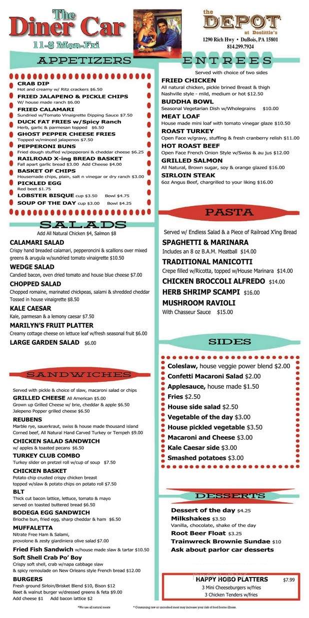 The Depot At Doolittles - DuBois, PA menu_pic