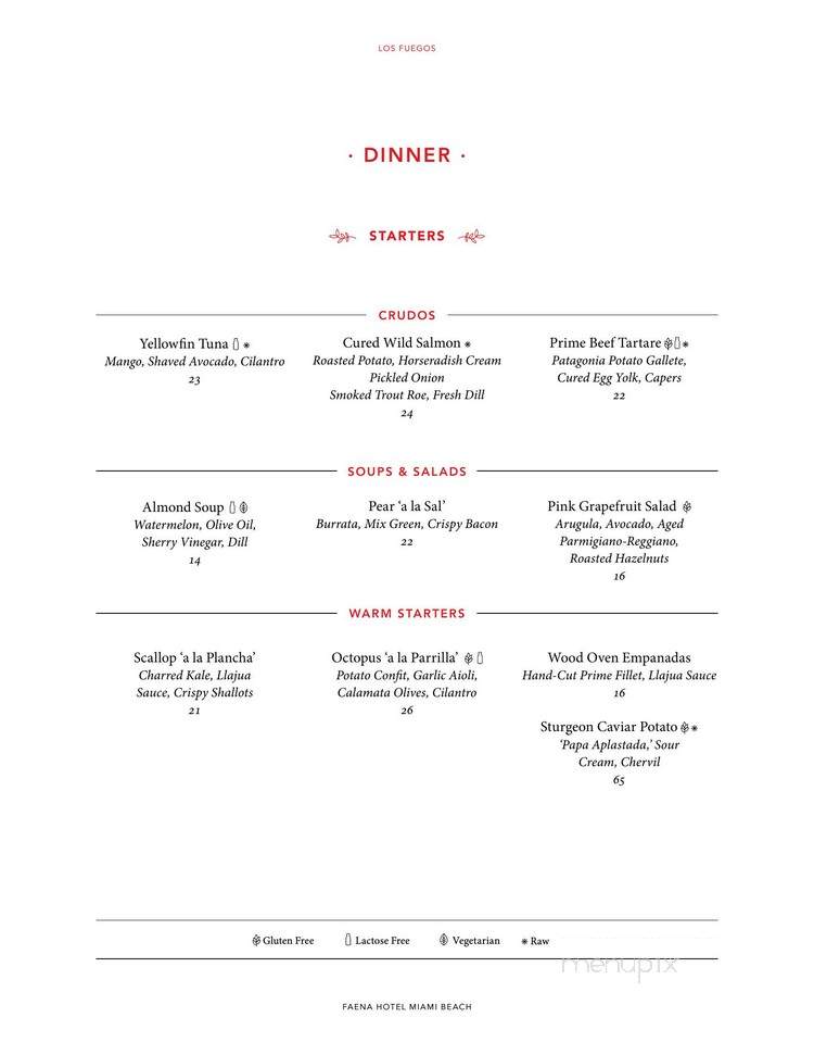 Los Fuegos by Francis Mallmann - Miami Beach, FL menu_pic