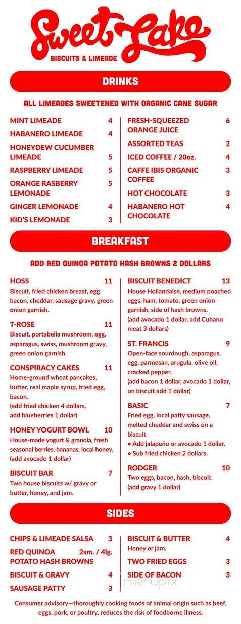 Sweet Lake Biscuits & Limeade - Salt Lake City, UT menu_pic