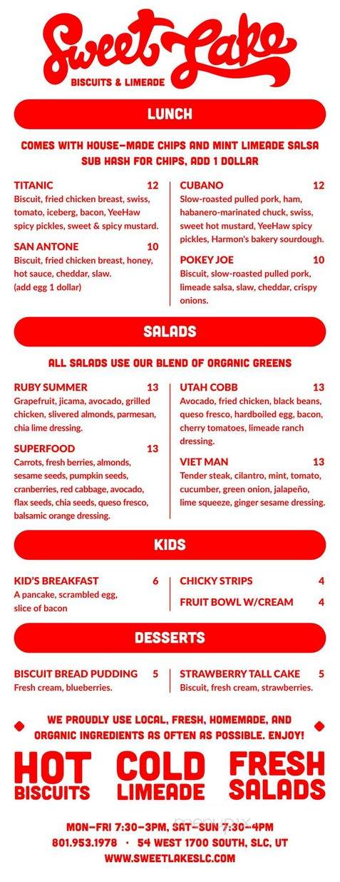 Sweet Lake Biscuits & Limeade - Salt Lake City, UT menu_pic
