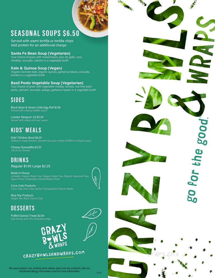 Crazy Bowls & Wraps - Blue Ash, OH menu_pic