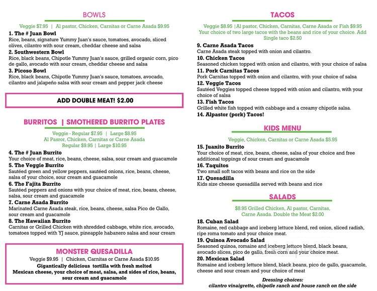 Yummy Juan's - Renton, WA menu_pic