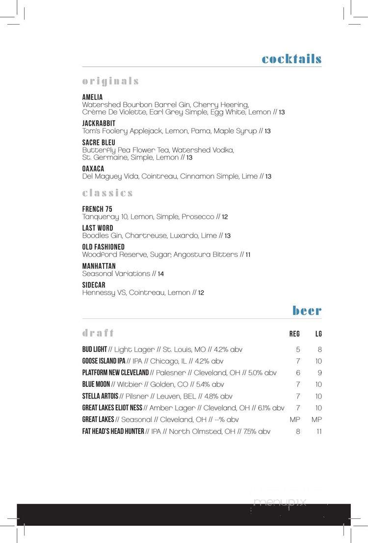 Eliot's Bar - Cleveland, OH menu_pic