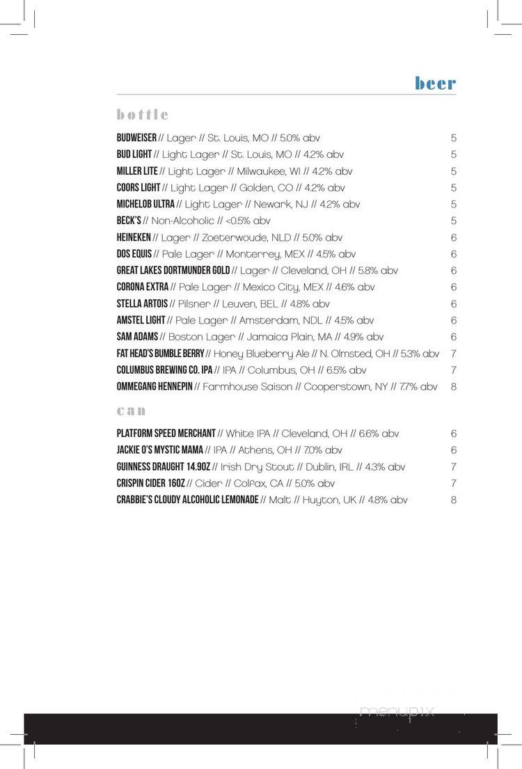 Eliot's Bar - Cleveland, OH menu_pic