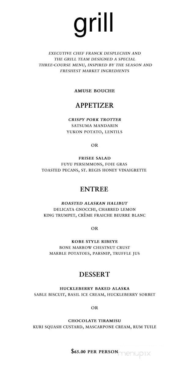 Grill at The St Regis - San Francisco, CA menu_pic