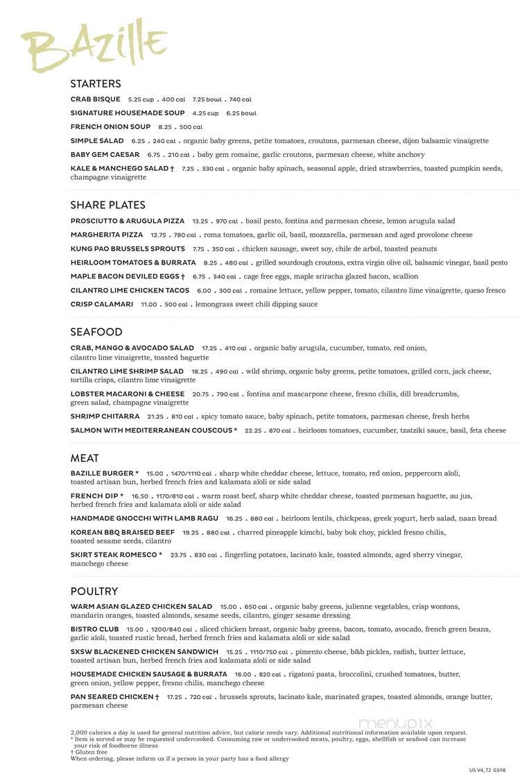 Bazille - Austin, TX menu_pic