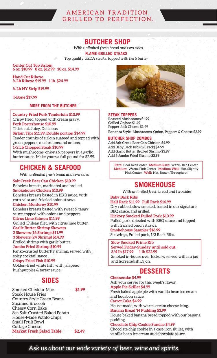 Bonanza Steak & BBQ - Seymour, IN menu_pic