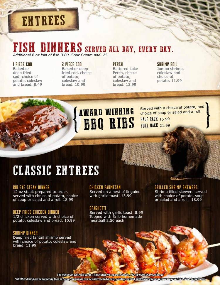 Black Bear Bar and Grill - Park Falls, WI menu_pic