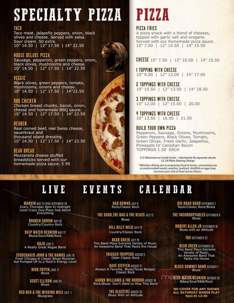 Black Bear Bar and Grill - Park Falls, WI menu_pic