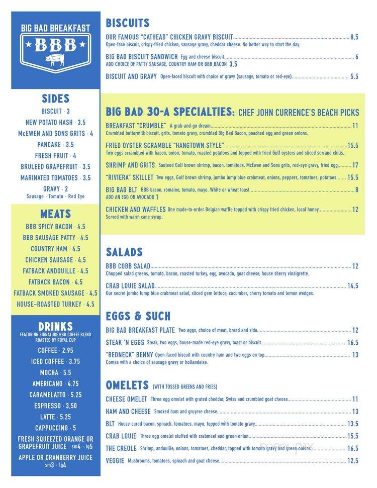 Big Bad Breakfast - Inlet Beach, FL menu_pic