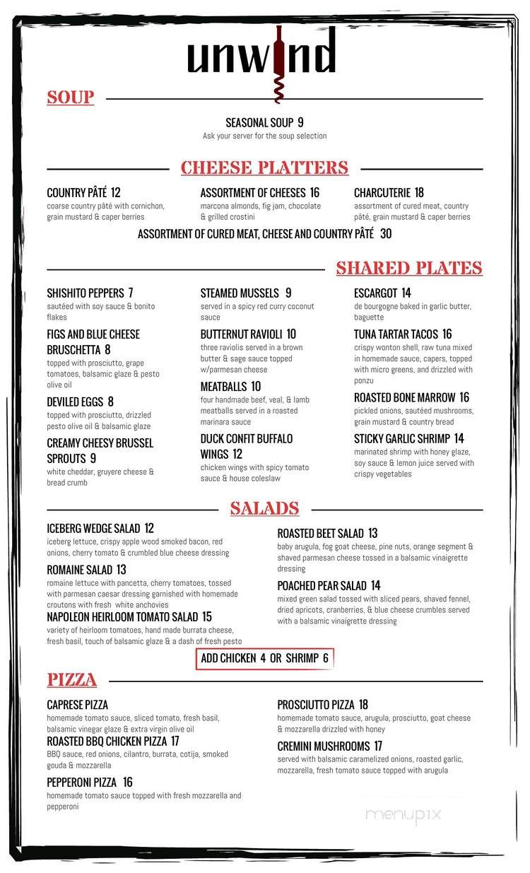 Unwind - Los Angeles, CA menu_pic