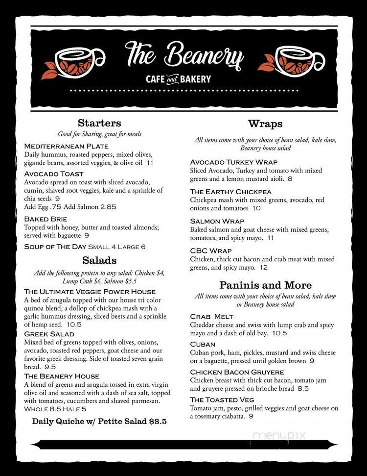 The Beanery Cafe & Bakery - California, MD menu_pic