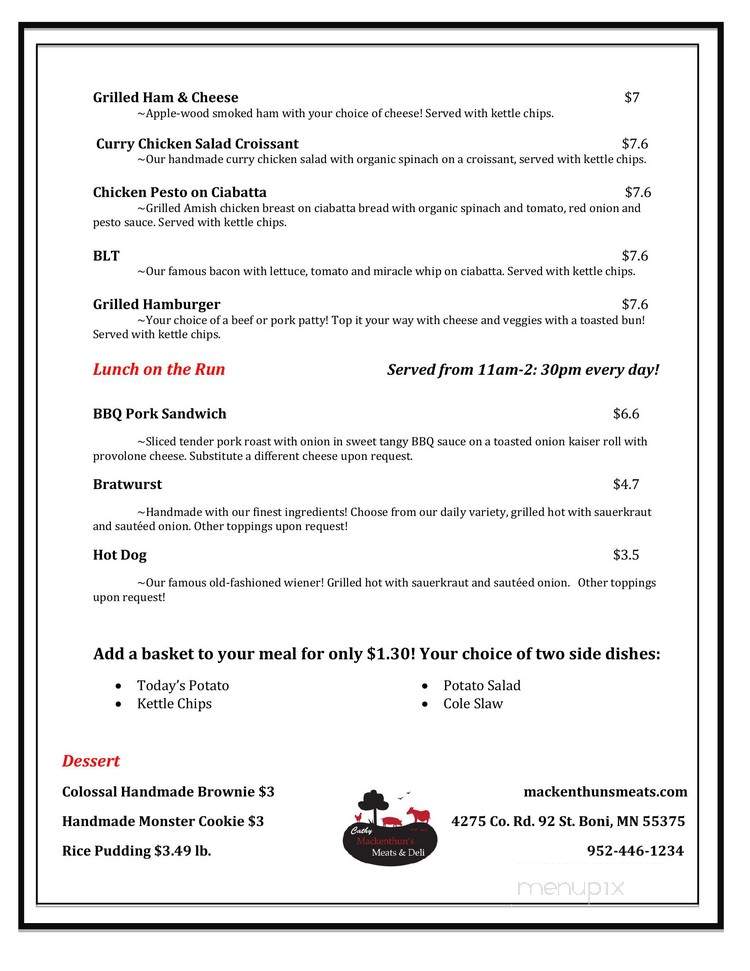 Mackenthuns Meats & Deli - Saint Bonifacius, MN menu_pic