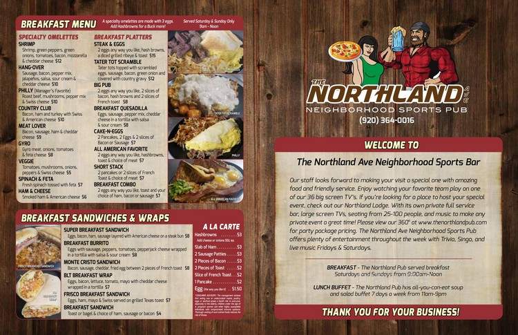 Northland Neighborhood Sports Pub - Appleton, WI menu_pic
