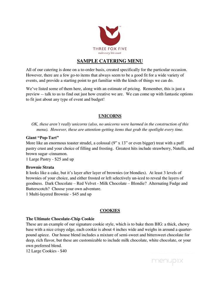Three Fox Five - Chicago, IL menu_pic