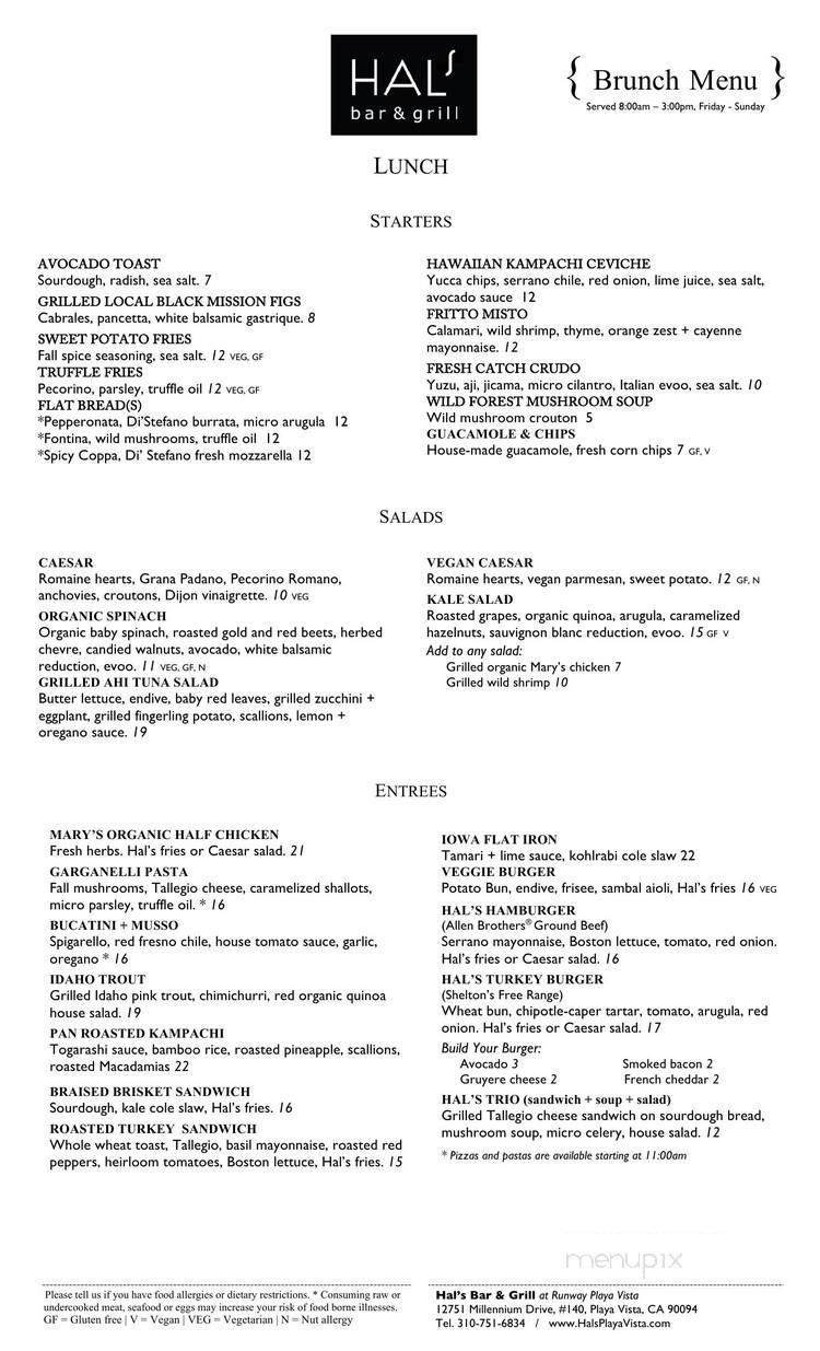 Hal's Bar & Grill - Playa Vista, CA menu_pic