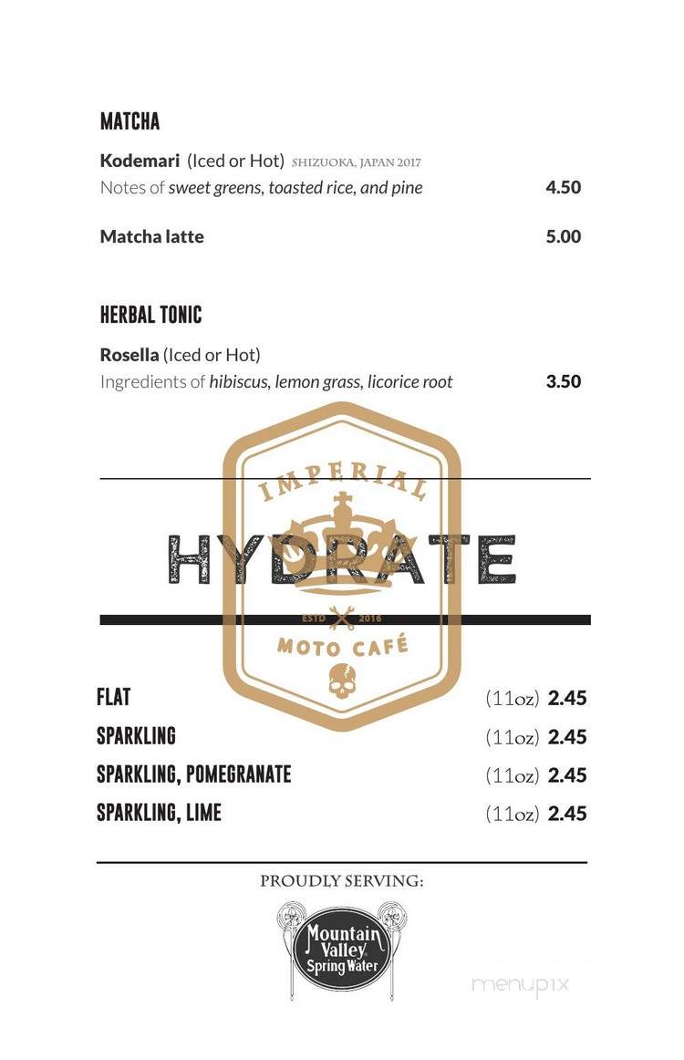 Imperial Moto Cafe - Miami, FL menu_pic