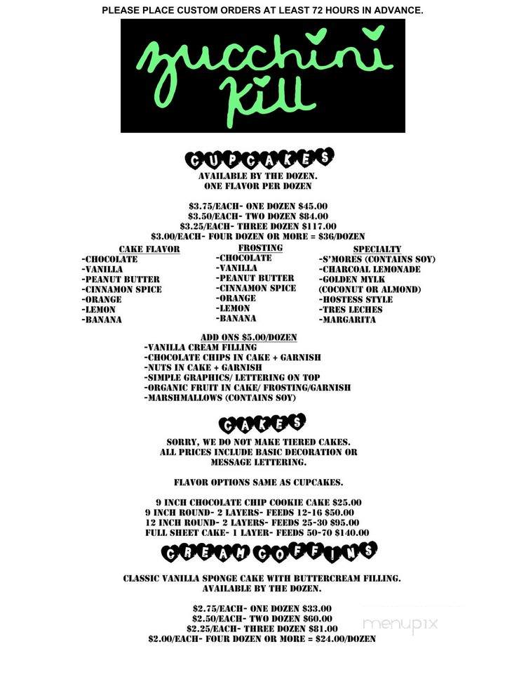 Zucchini Kill Bakery - Austin, TX menu_pic