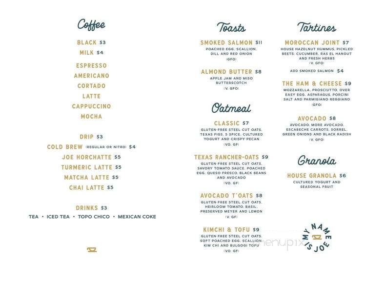 My Name Is Joe Coffee - Austin, TX menu_pic