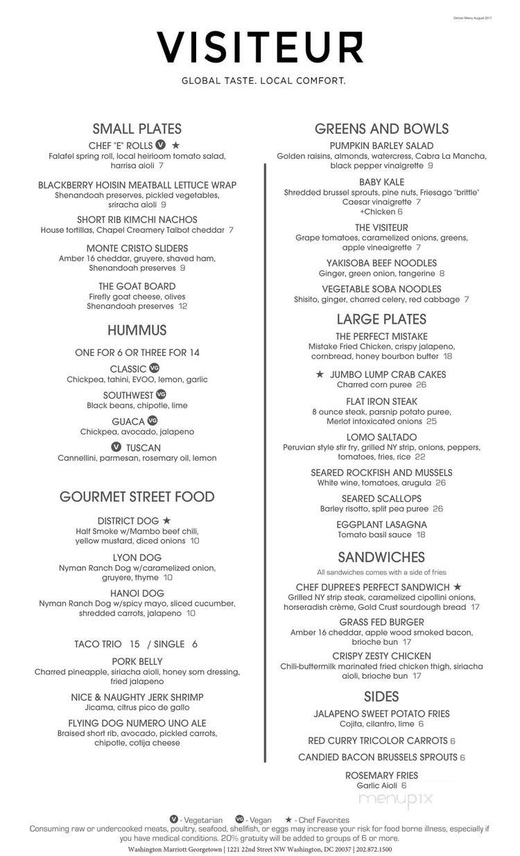 The Visiteur - Washington, DC menu_pic