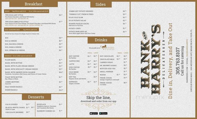 Hank and Harry's Deli - Miami Beach, FL menu_pic