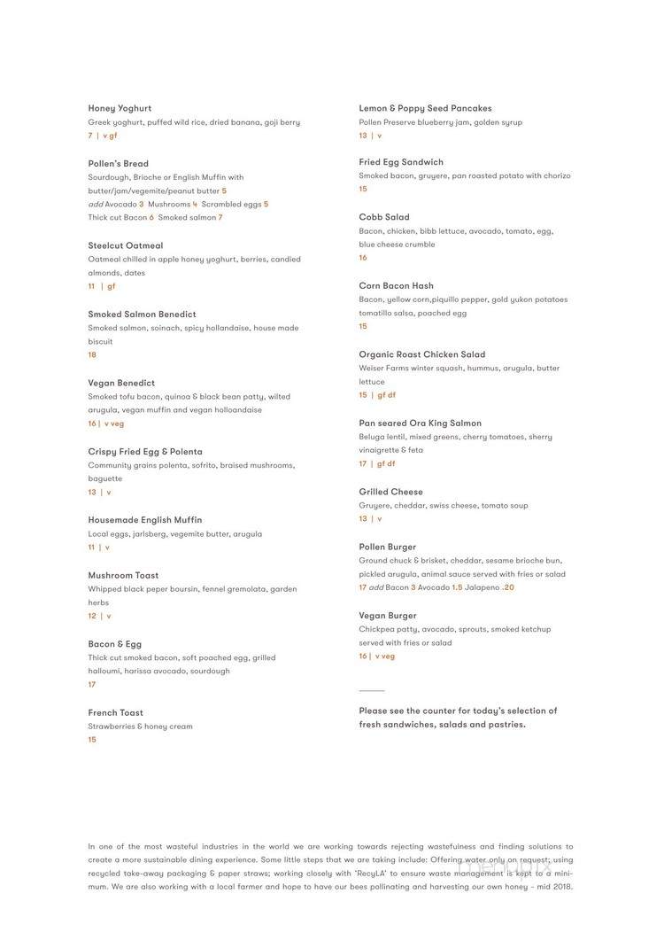 Pollen - Los Angeles, CA menu_pic