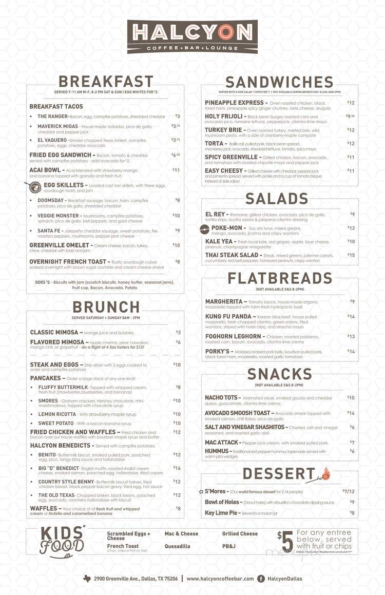 Halcyon - Dallas, TX menu_pic